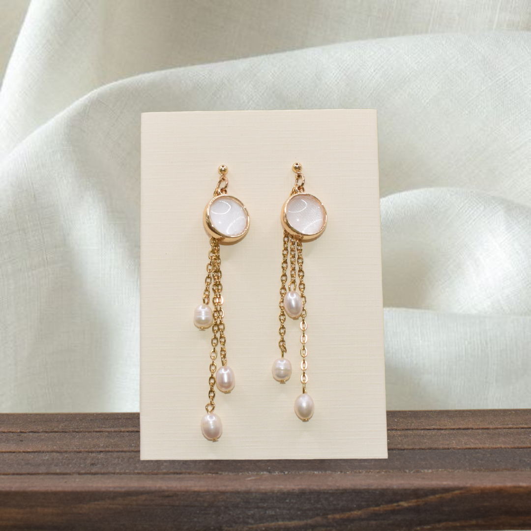 Sasha Extra - Earrings made with Fresh Water Pearls and little pieces of your special garment