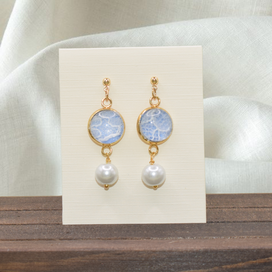 Daisy Earrings with Swarovski Glass Pearls - made with a little piece of your special garment