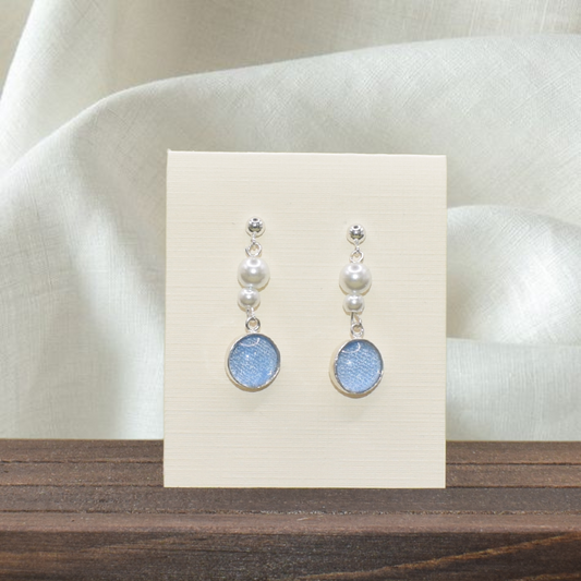 Emily Earrings with Swarovski Glass Pearls - made with a little piece of your special garment