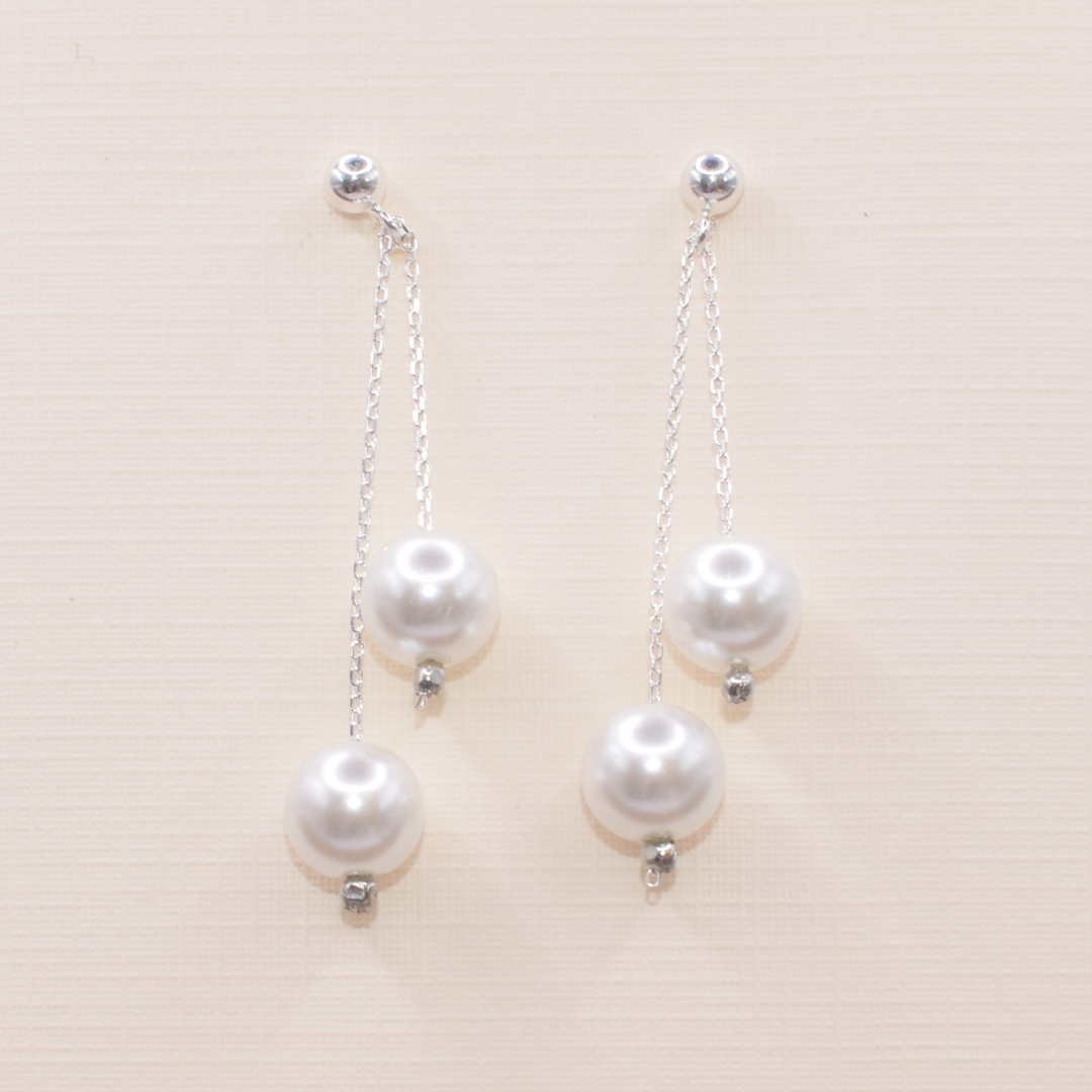 Hannah Earrings - sterling silver with Swarovski glass pearls