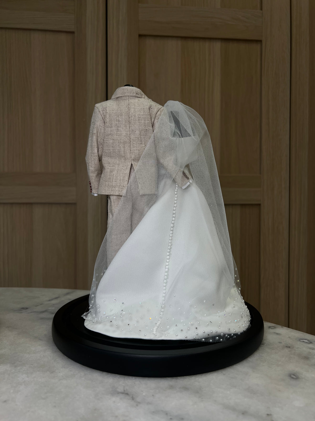 Plain Dress + Beaded Veil + Suit