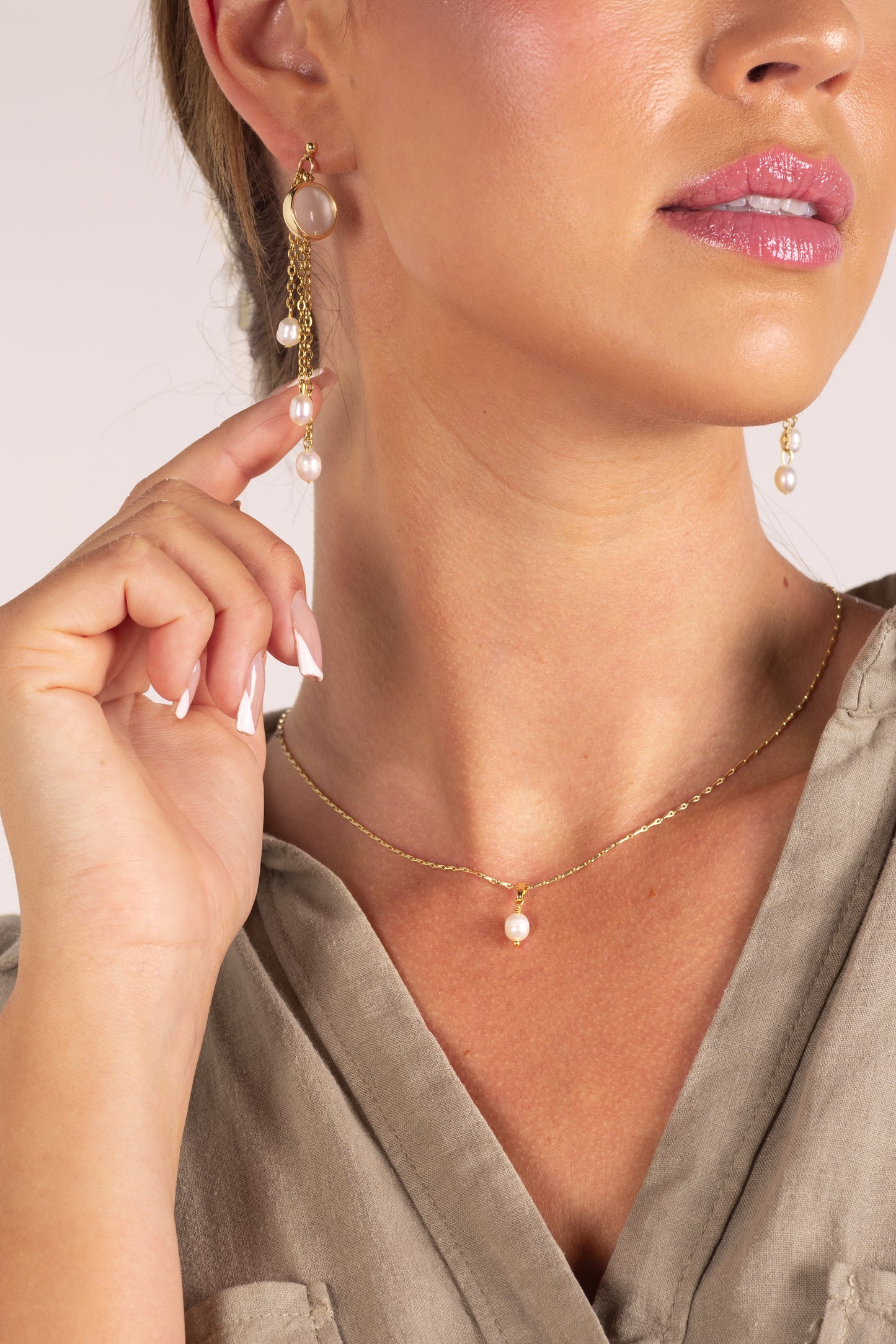 Sasha Extra -  Earrings made with Fresh Water Pearls and little pieces of your special garment