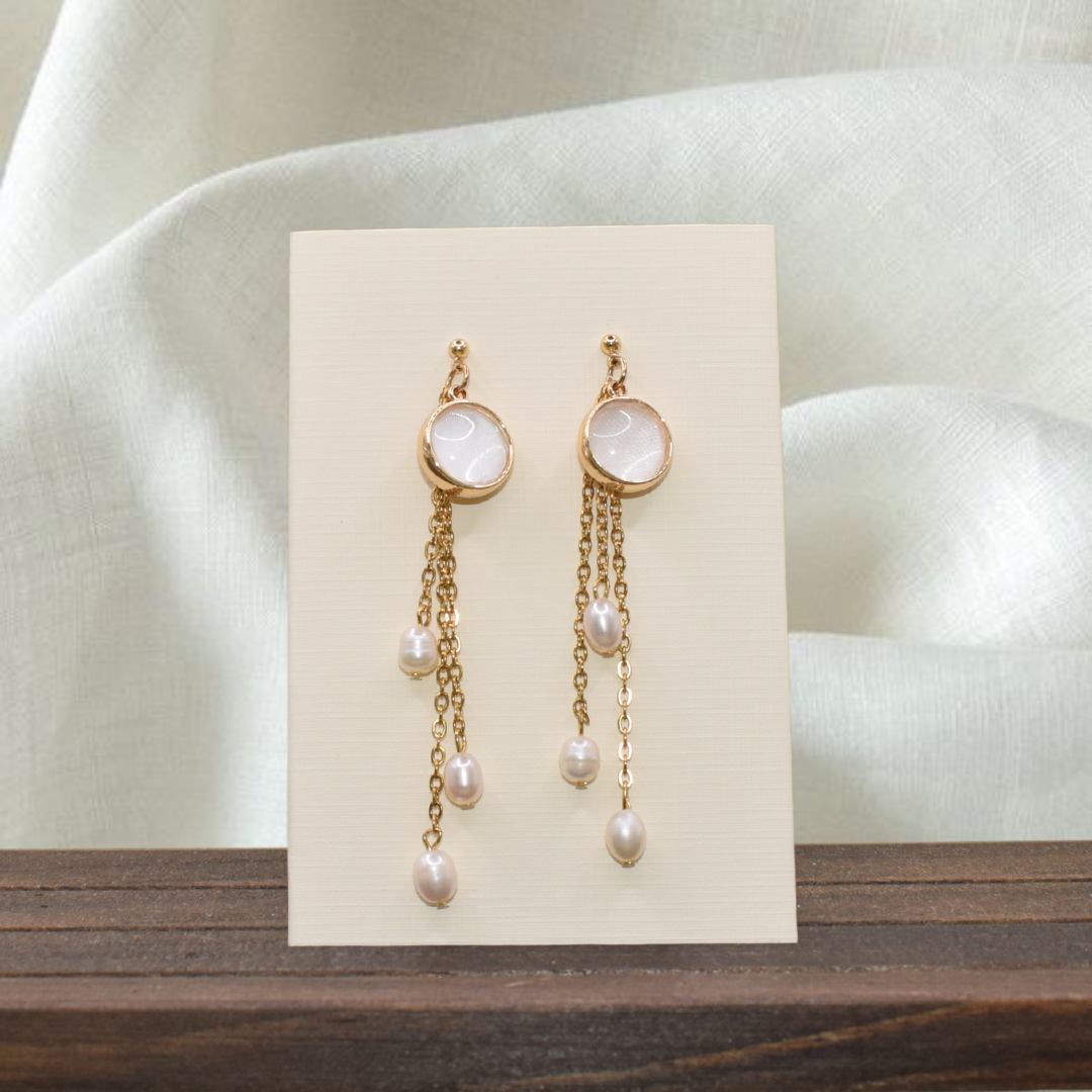 Sasha Extra -  Earrings made with Fresh Water Pearls and little pieces of your special garment